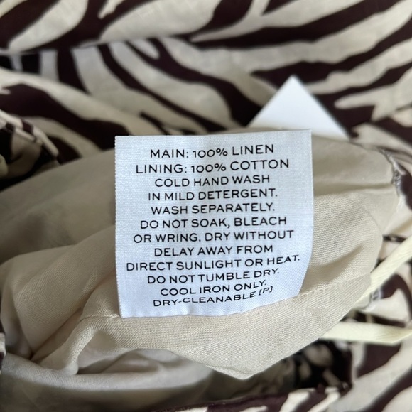 Rumer The Label Cyrus Brown Zebra Print Slit 100% Linen Maxi Skirt Medium New - Picture 8 of 8